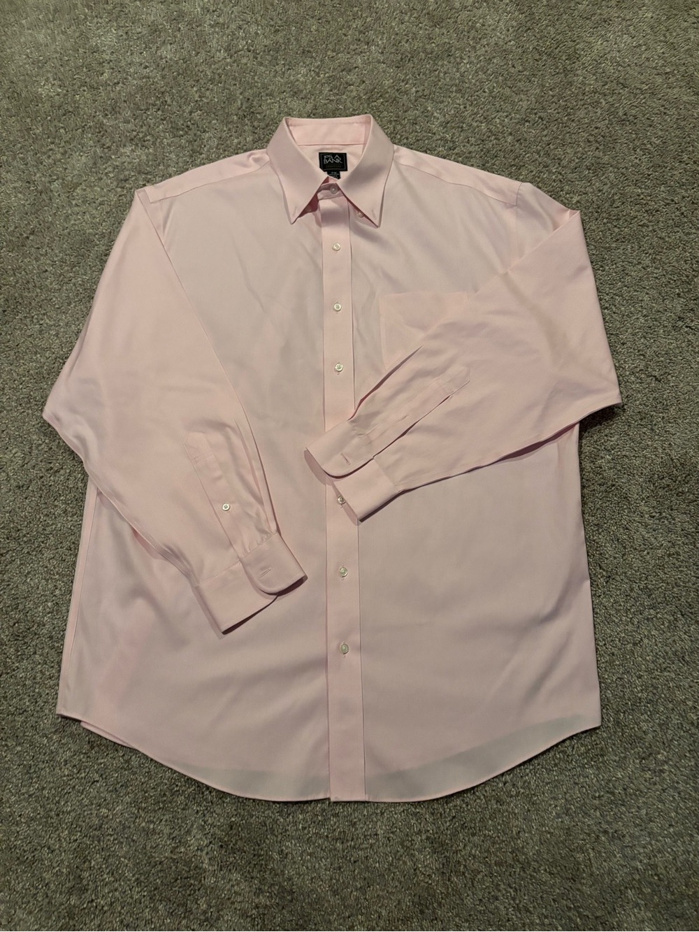 Jos. A. Bank Traveler Men's Dress Shirt Pink 17-34 100% Cotton Long Sleeve